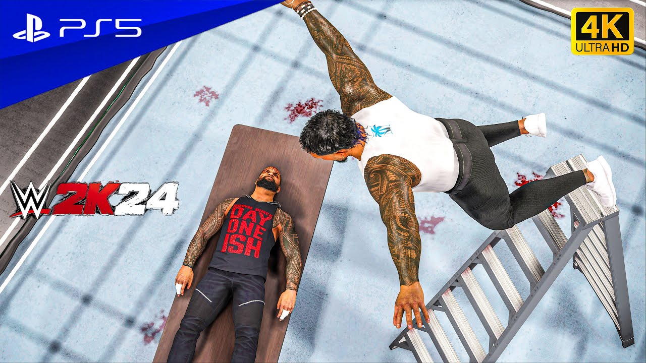 WWE 2K24 - Jey Uso vs. Jimmy Uso - No Holds Barred Match at Wrestlemania XL | PS5™ [4K60]