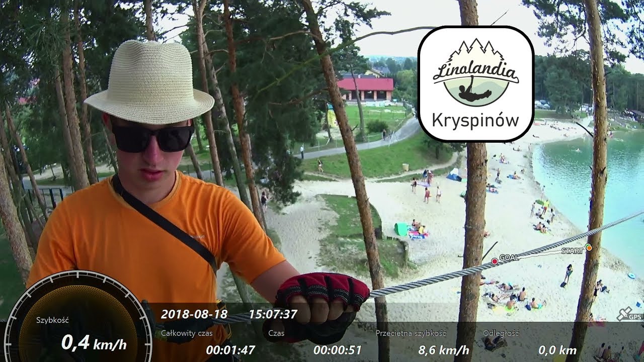 Park Linowy 75 - Linolandia, Kryspin&oacute;w - Trasa tyrolkowa 18.08.2018