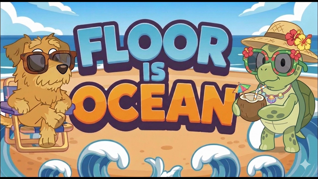 Bluey’s FLOOR IS OCEAN Brain Break! 🌊  Summer Games!