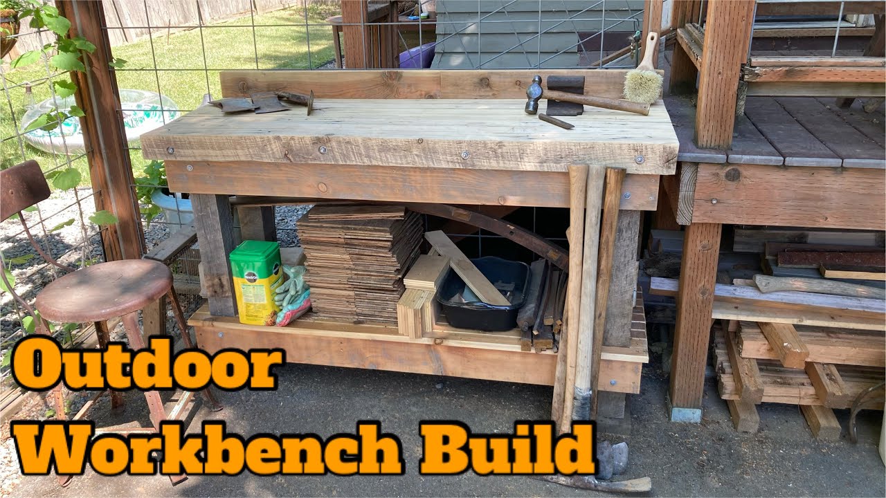 Outdoor Workbench Build From Reclaimed Materials