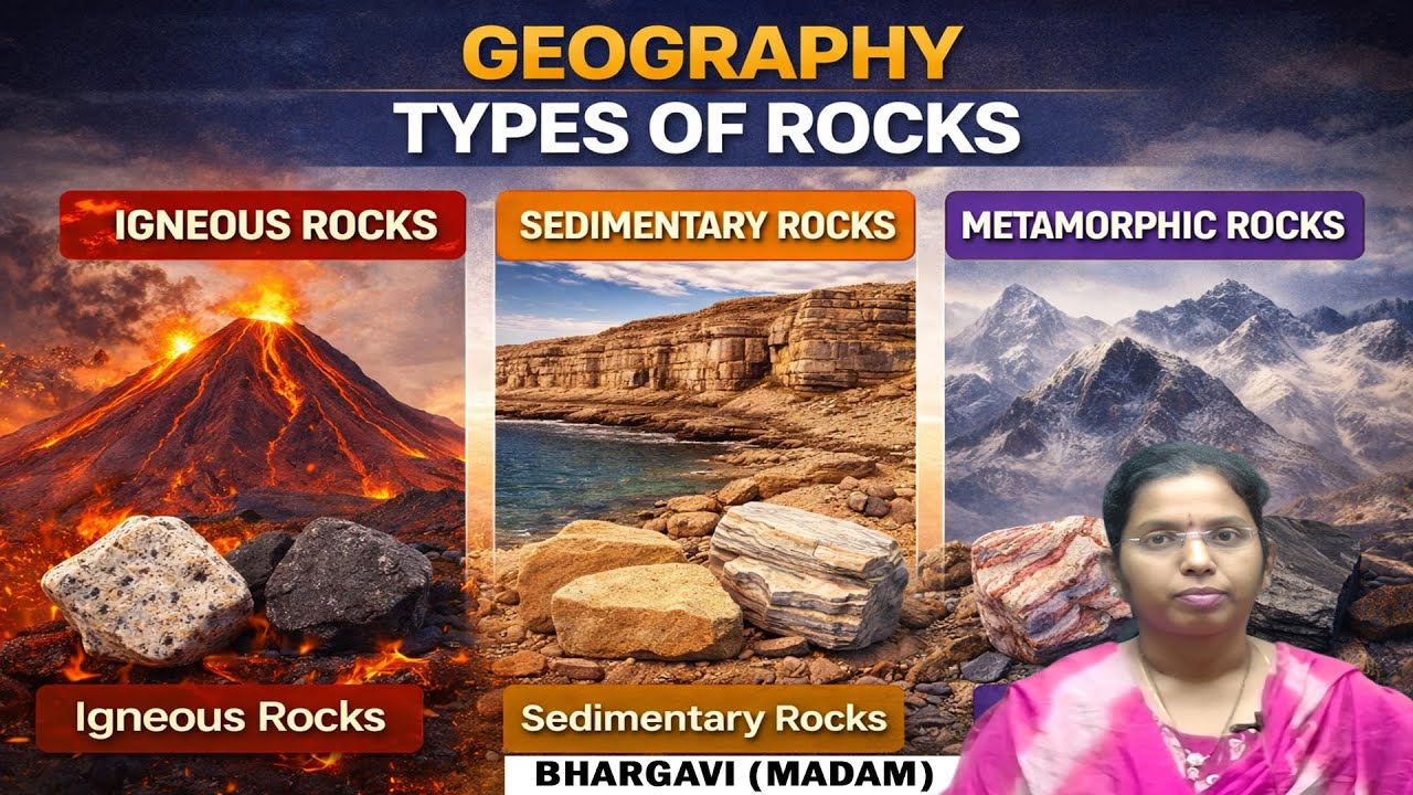 Geography types of rocks || by Bhargavi madam ||  aura ias || 
