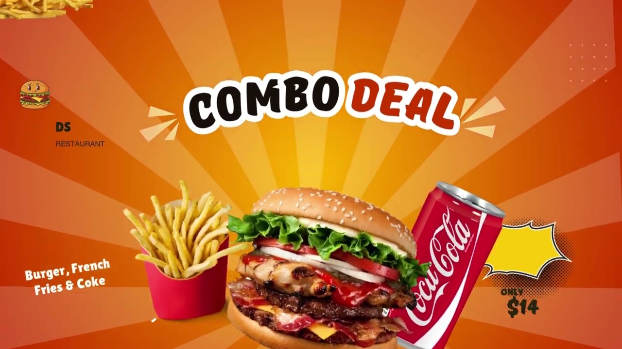 Animated Burger Menu Board | Canva Editable TV Template | DigitalSigns.ai DSHub