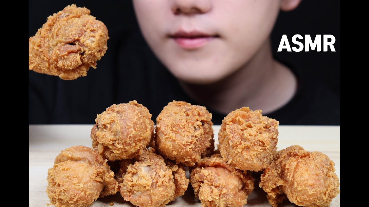 SLOW EATING ASMR - FRIED CHICKEN ASMR 치킨 (No Talking) EATING SOUNDS