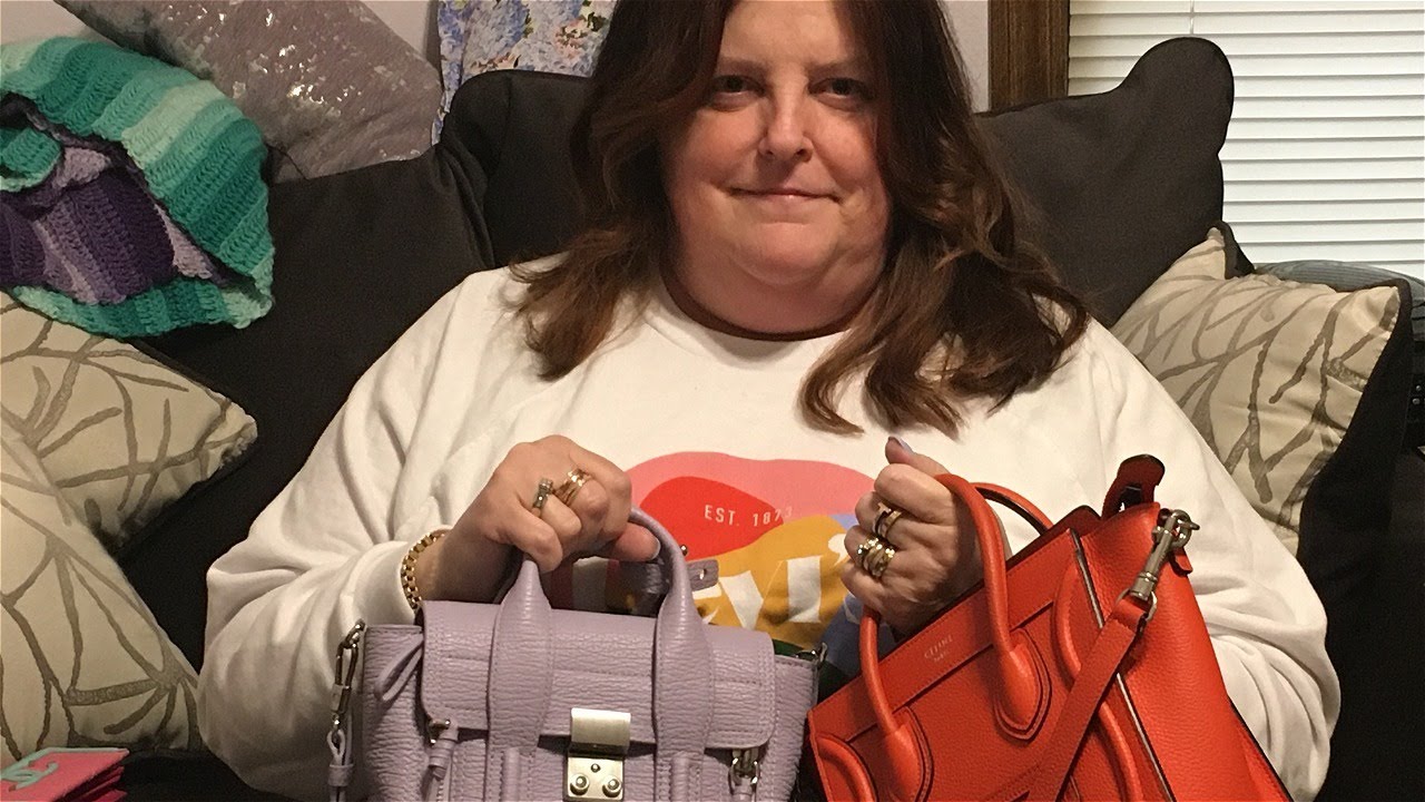 Comparison between a Celine Nano Luggage tote and a 3.1 Phillip Lim Mini-Pashli leather tote