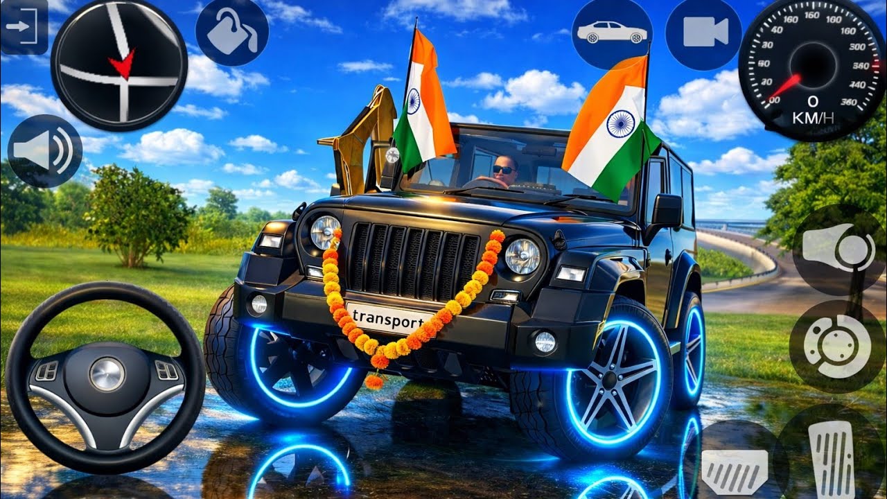 Indian black Thar with Neon wheels 🇮🇳🔥 ! Modified mahindra thar | car driving game full gameplay 
