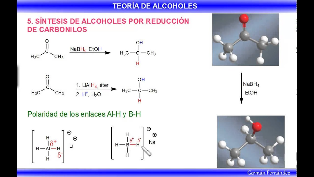 Síntesis de Alcoholes por reducción de carbonilos
