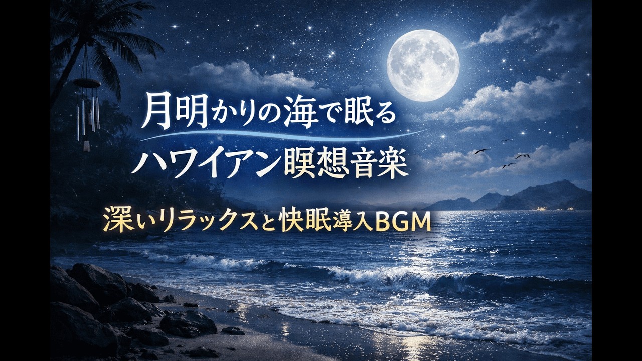 【癒し&瞑想BGM】月明かりの海で眠るハワイアン瞑想音楽｜深いリラックスと睡眠導入BGM