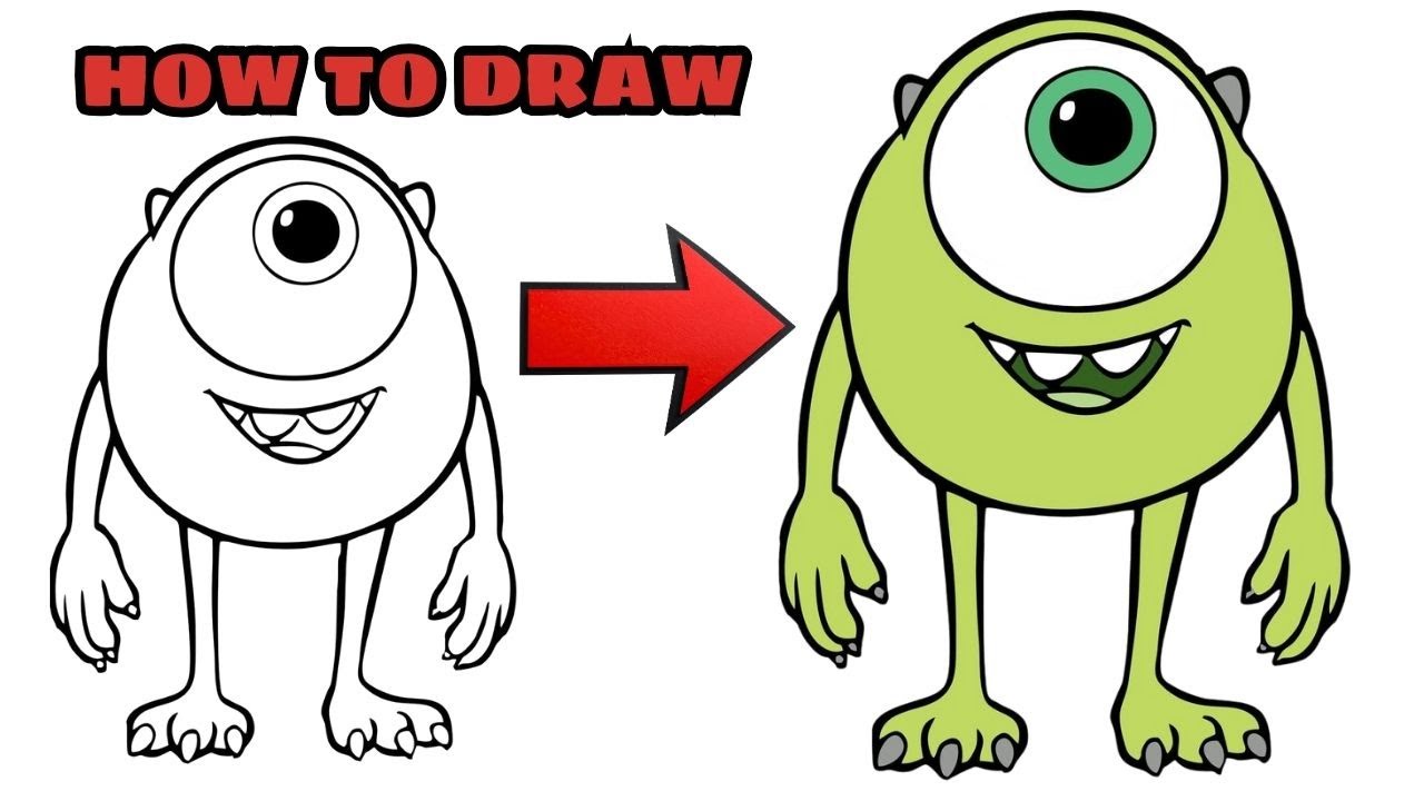 HOW TO DRAW Mike Wazowski Step by Step | Easy Drawing for Kids