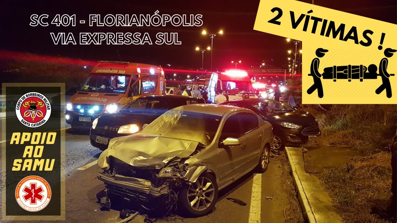 Acidente SC 401 - Via Expressa Sul - Florianópolis - SAMU e Bombeiro