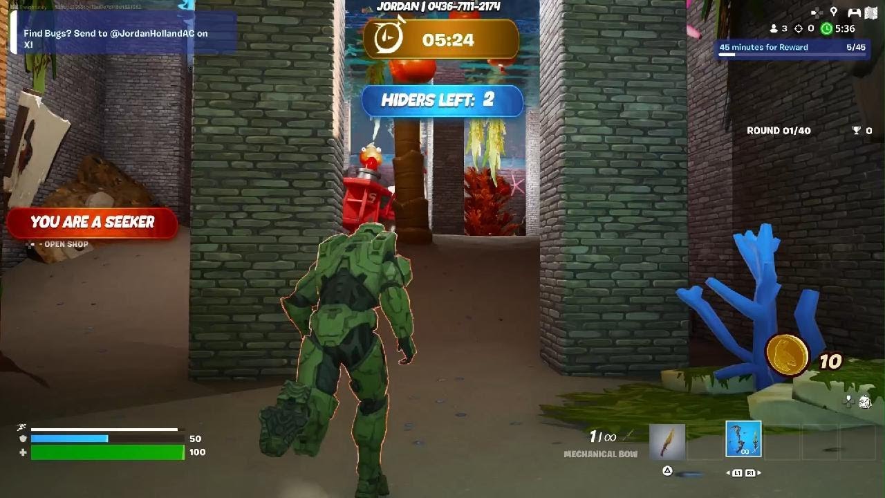 Playing hide and seek minigame with 2 friends