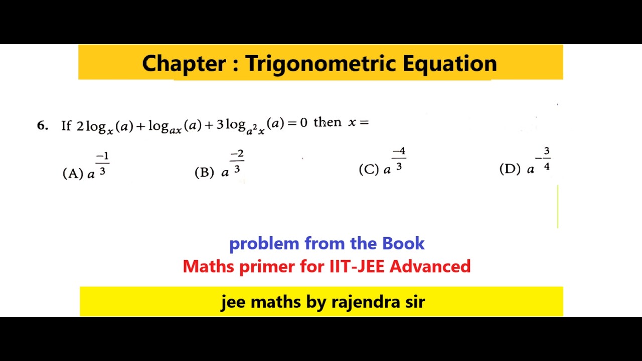 CHAPTER -1 | TRIGONOMETRIC EQUATION | QUESTION -06 |MATH PRIMER FOR JEE ADVANCED | RAJENDRA SIR