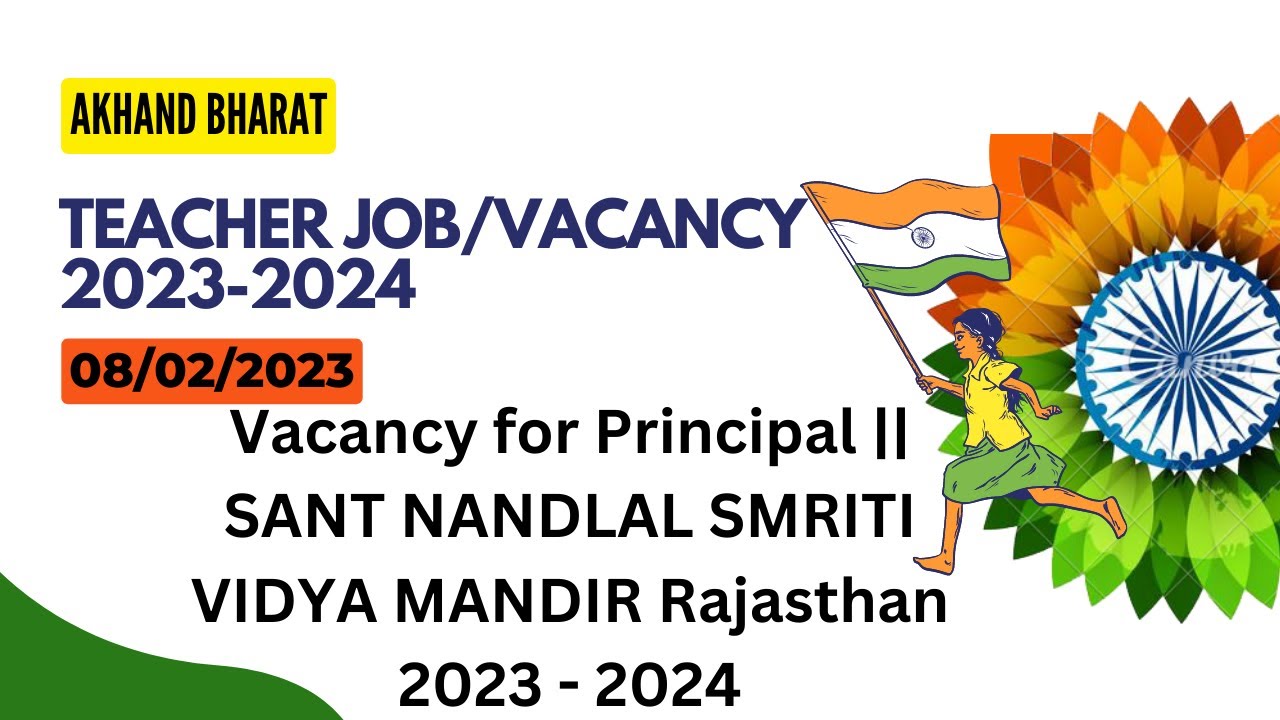 Vacancy for Principal in Private school 2023-2024