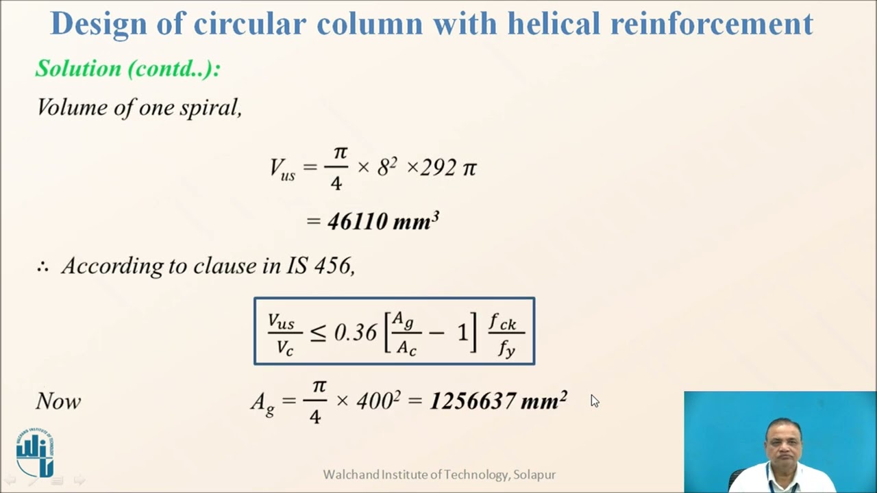 Numerical examples on design of circular column with helical reinforcement