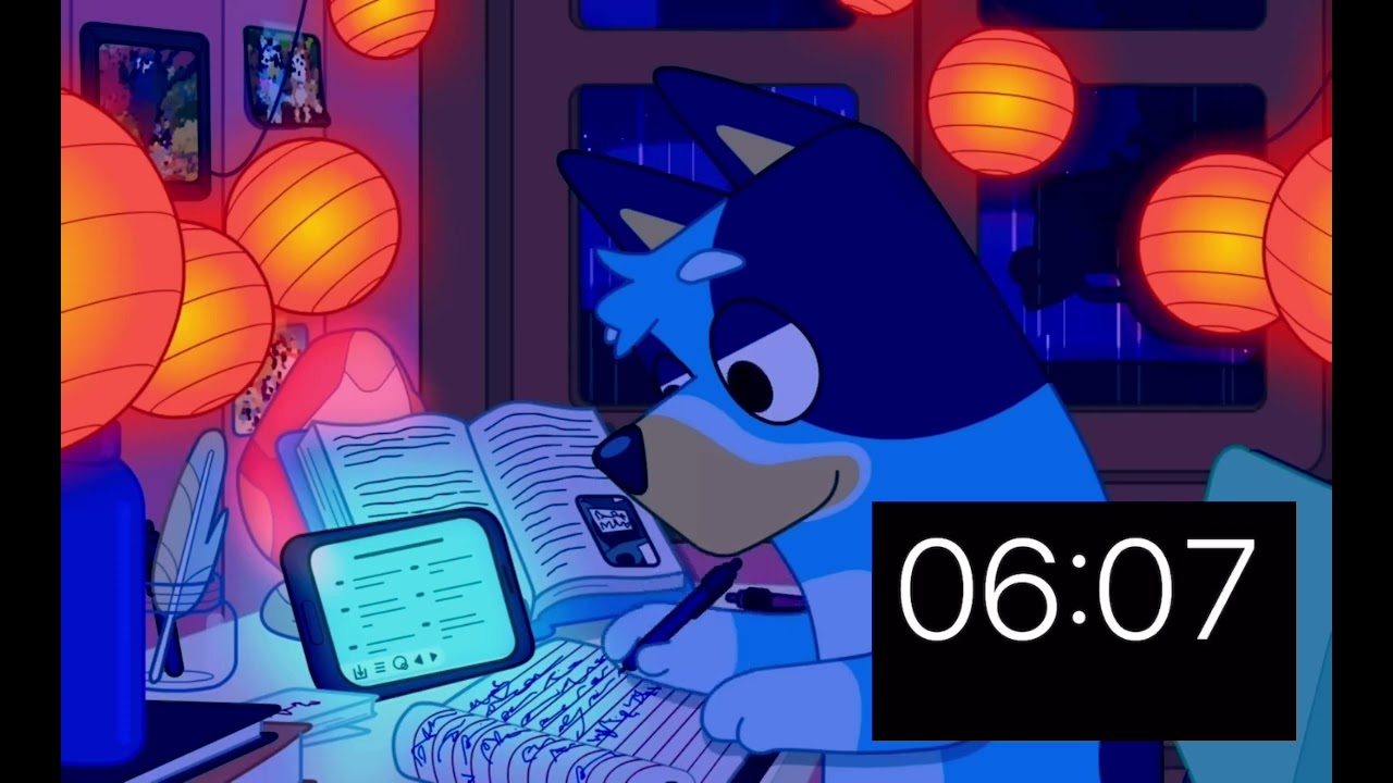 10 minute timer while studying with bluey