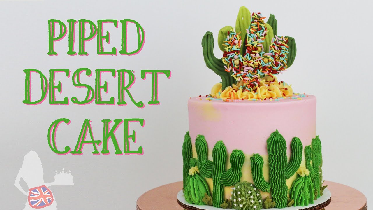 Piped Desert Cake with Ombre Frosting