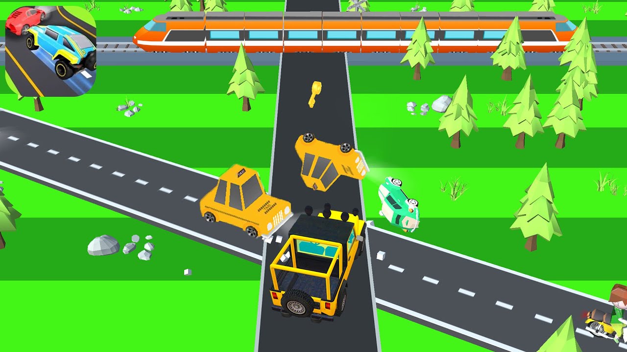 Traffic Run !  Android-iOS Gameplay All Levels | Car and Train Crashes Game
