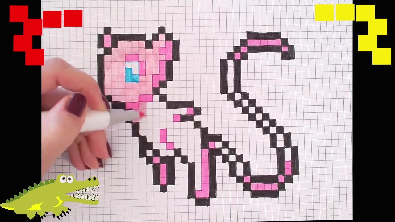 Dessin in Pixel Art. Comment Dessiner Meaou Pokémon