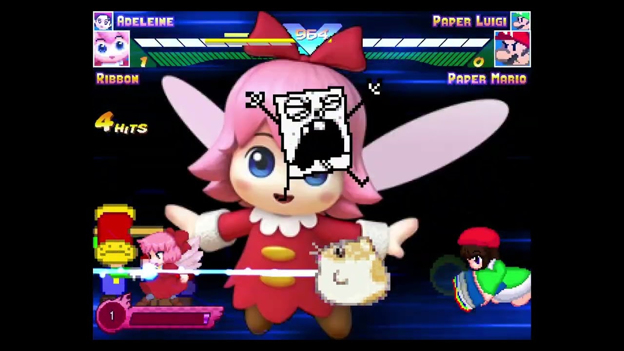 MUGEN AI Battles: Ribbon and Adeleine vs. Paper Mario Bros.