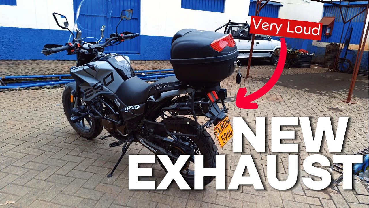 Installing dual akrapovic exhaust tips in Tekken 250 Pro Motorbike