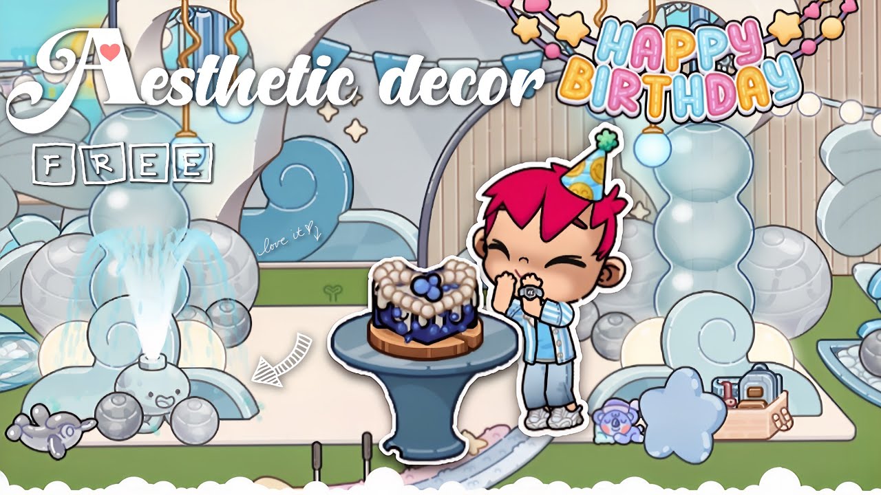 FREE Aesthetic Birthday 🎂 Blue theme decor|avatar world house ideas secrets newupdate #avatarworld