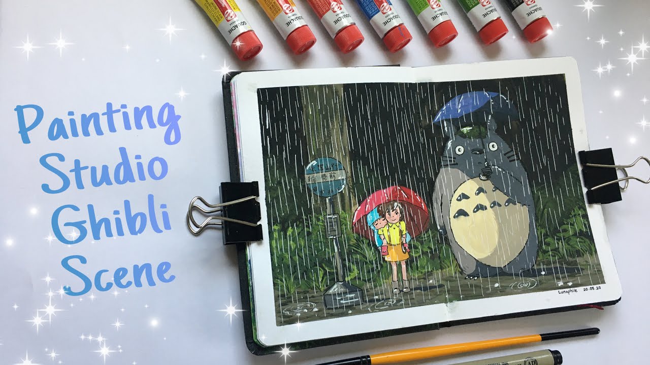🌿 Painting Studio Ghibli Scene with Gouache l My Neighbor Totoro