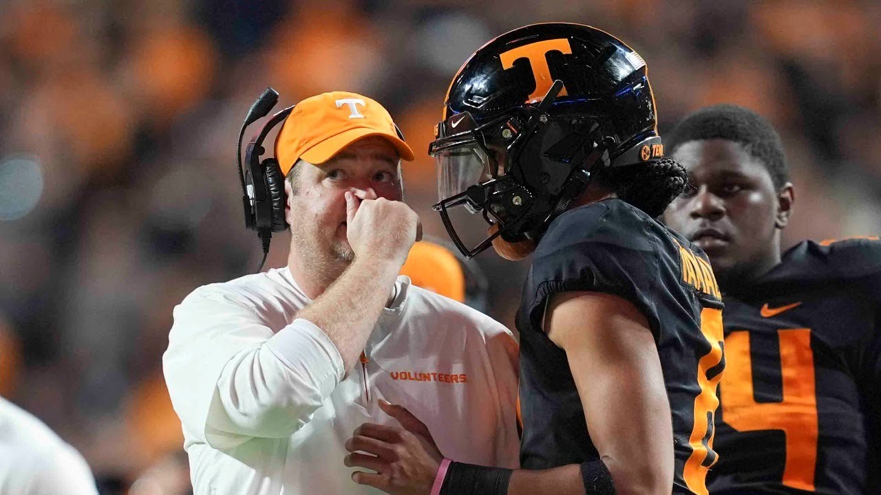 Tennessee football coach Josh Heupel speaks after Mississippi State game
