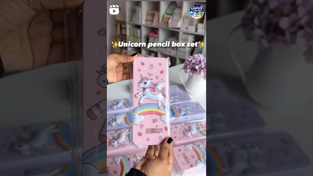 🌈🦄Filling my unicorn pencil box with cute eraser and cute pencil🥰unicorn stationery