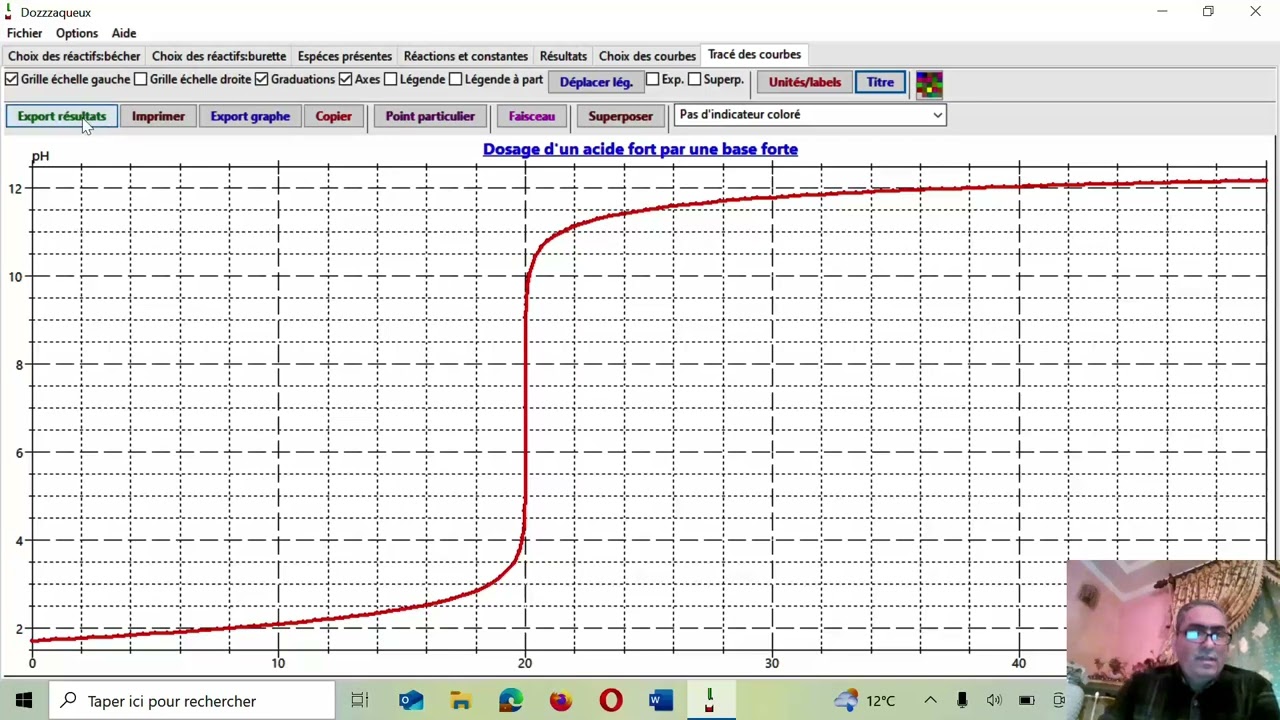 Dosage acido-basique par le logiciel dozzzaqeux et regressi