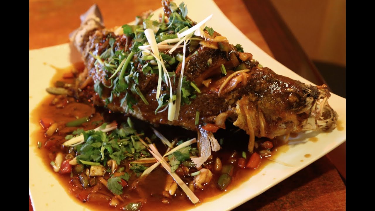 Deep Fried Whole Fish with  tomato sauce