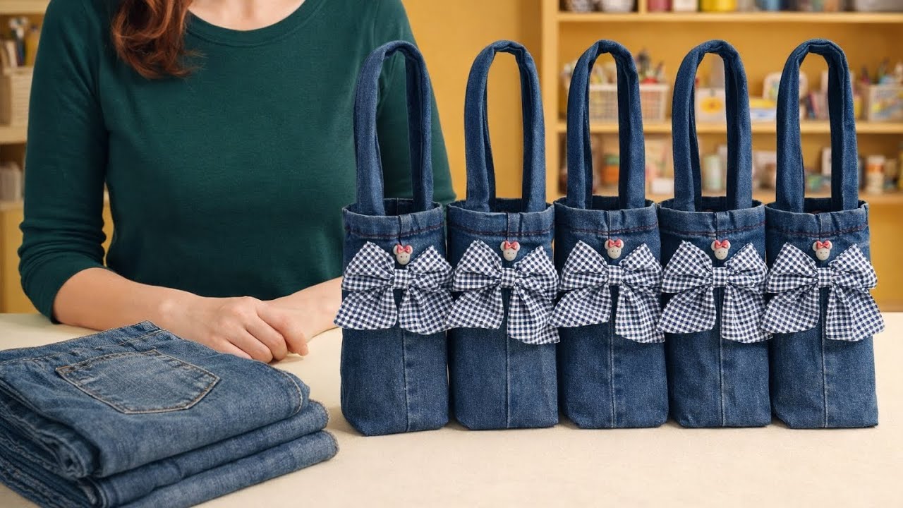 Don’t Throw Away Old Jeans!👖 Make These Adorable Denim Bags at Home 🧵✨