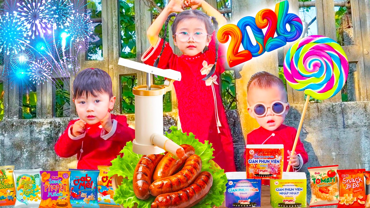 Cam Cam review máy làm xúc xích - bắn pháo hoa chào mừng năm mới 2026.
