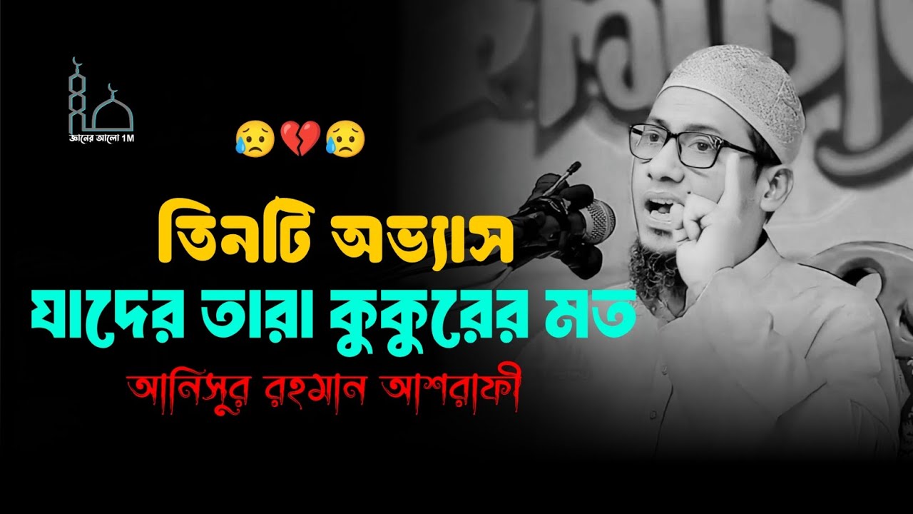 😭🥀😭তিনটি অভ্যাস যাদের তারা কুকুরের মতমাওলানা আনিসুর রহমান আশরাফী ওয়াজ 😥💔😥Anisur Rahman Ashrafi 2025