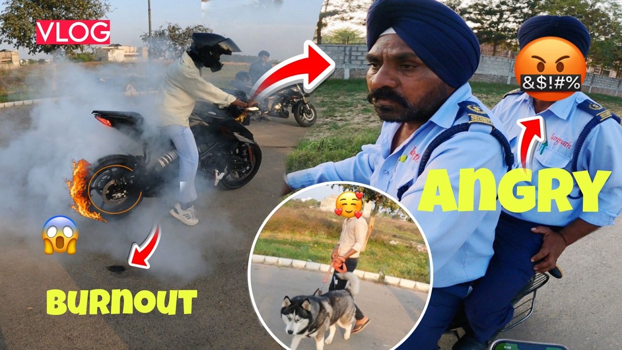 Sunday crazy ride burnout duke 250😁security guard a gya 😨