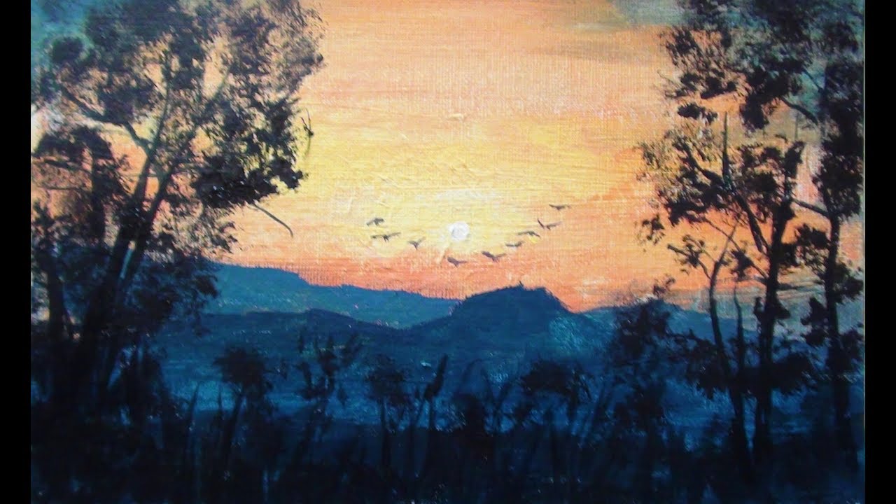 10-Minuten-Malerei: Romantischer Sonnenuntergang