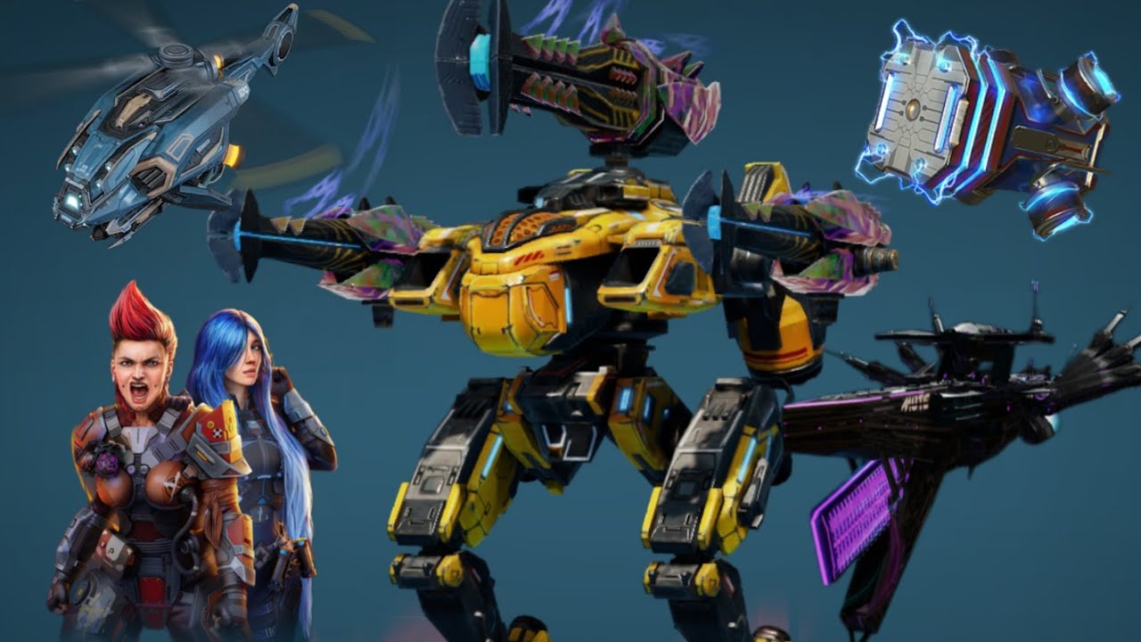 [War Robots] fly up and rain bullets down on Harpy Urhag and Shantak.