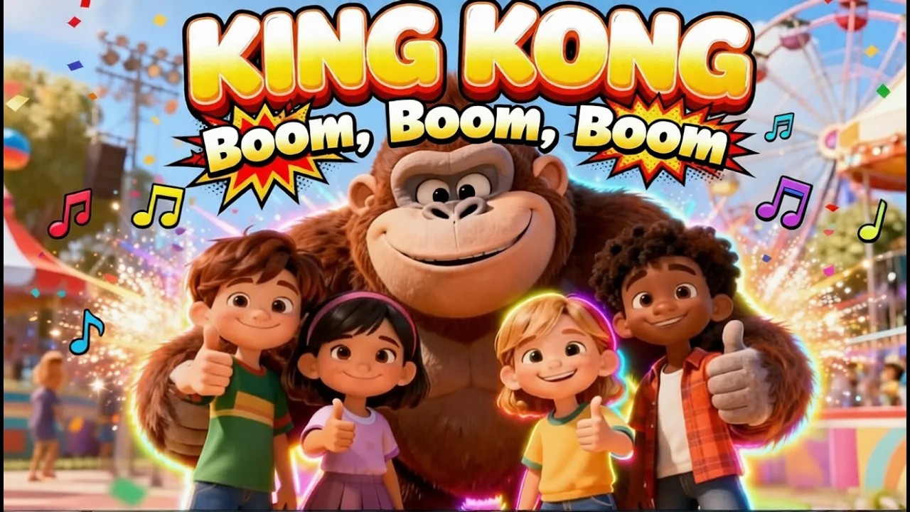 KING KONG Boom Boom Boom 🦍💥 | Lagu Anak Seru & Lucu | Kids Song with Giant Gorilla Dance