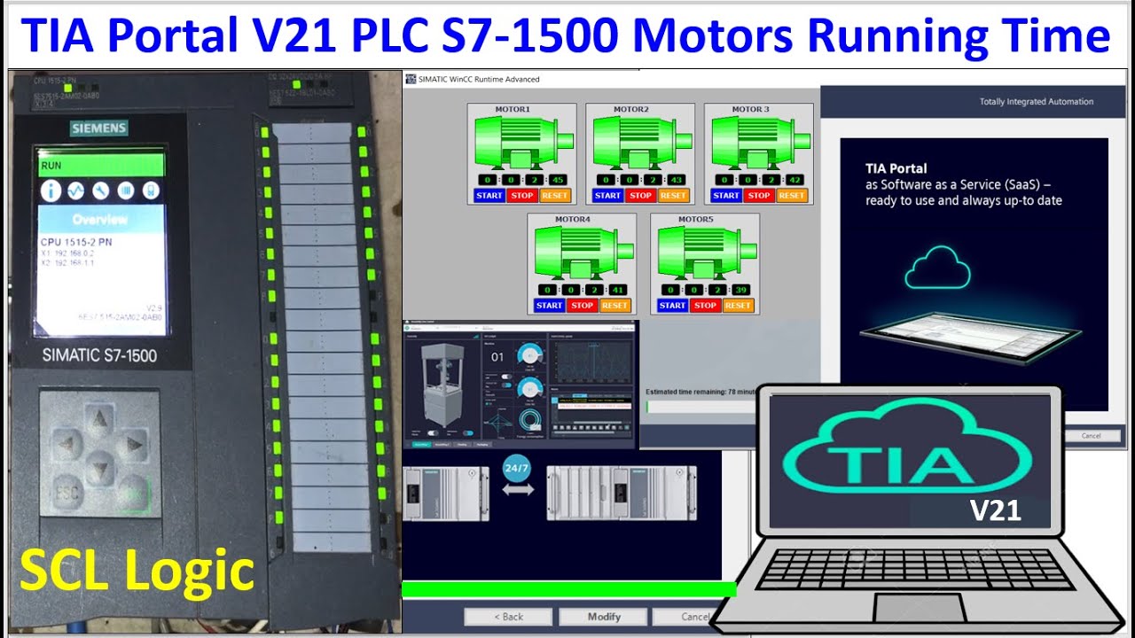 TIA Portal V21 create program for show motor running time SCL Language