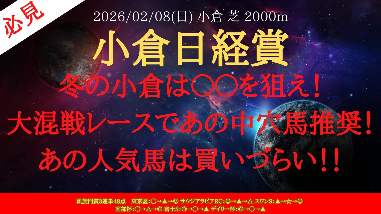 【 最終結論 】小倉日経賞 2026 予想 冬の小倉は〇〇を狙え！大混戦レースであの中穴馬推奨！あの人気馬は買いづらい！！【中央競馬予想】