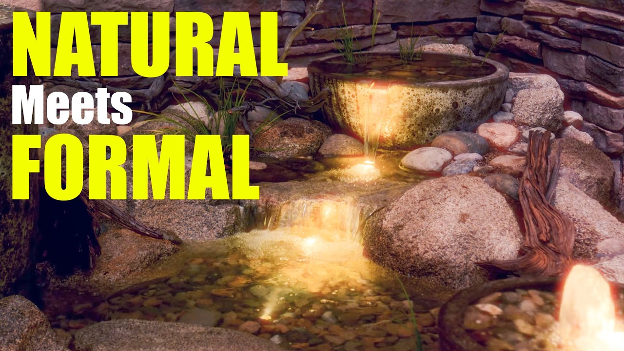 Natural Fountainscape Build with Bubbling Urns & Cascading Waterfall | Flow Landscape