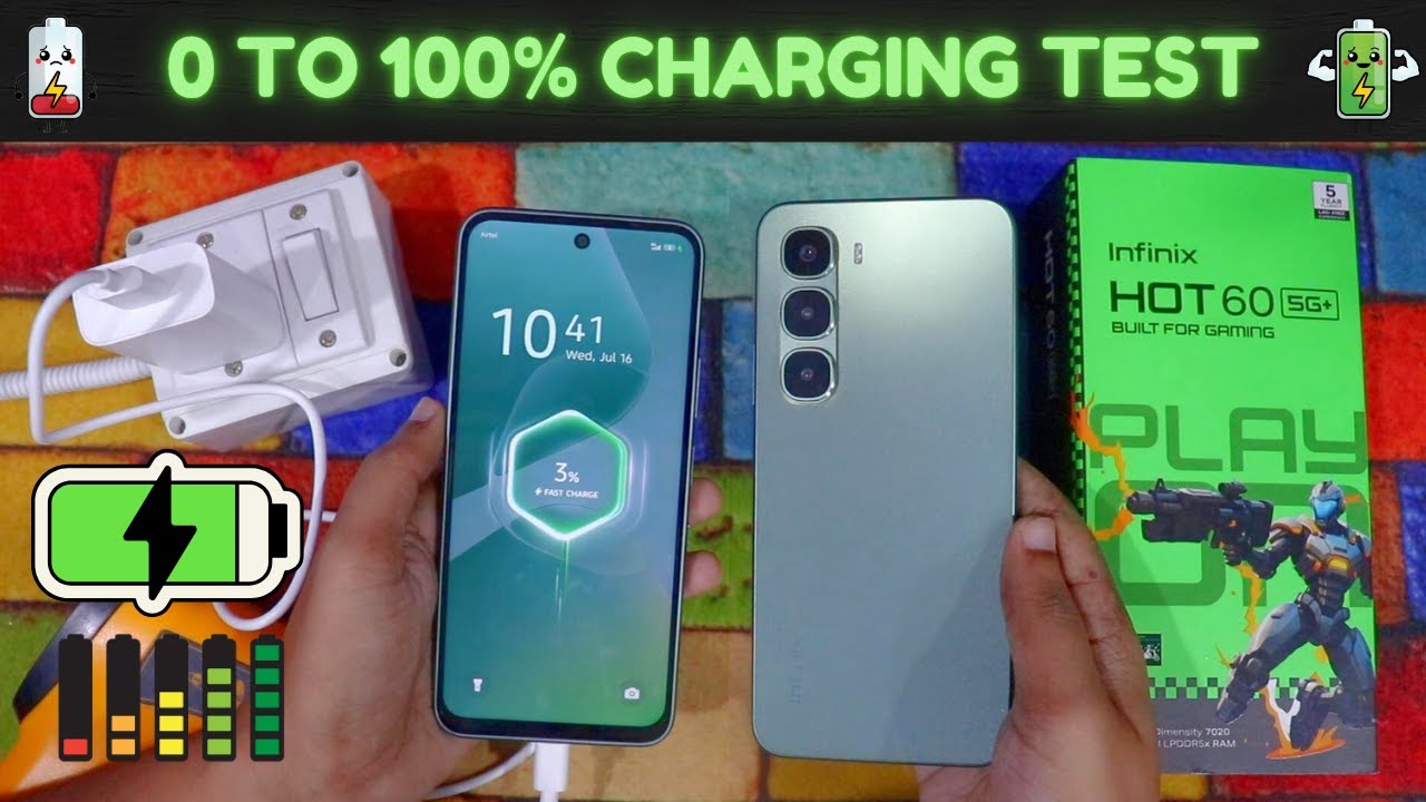 Infinix Hot 60 5G Charging Test | 0% to 100% Charging Test with 18W Charger | HINDI |