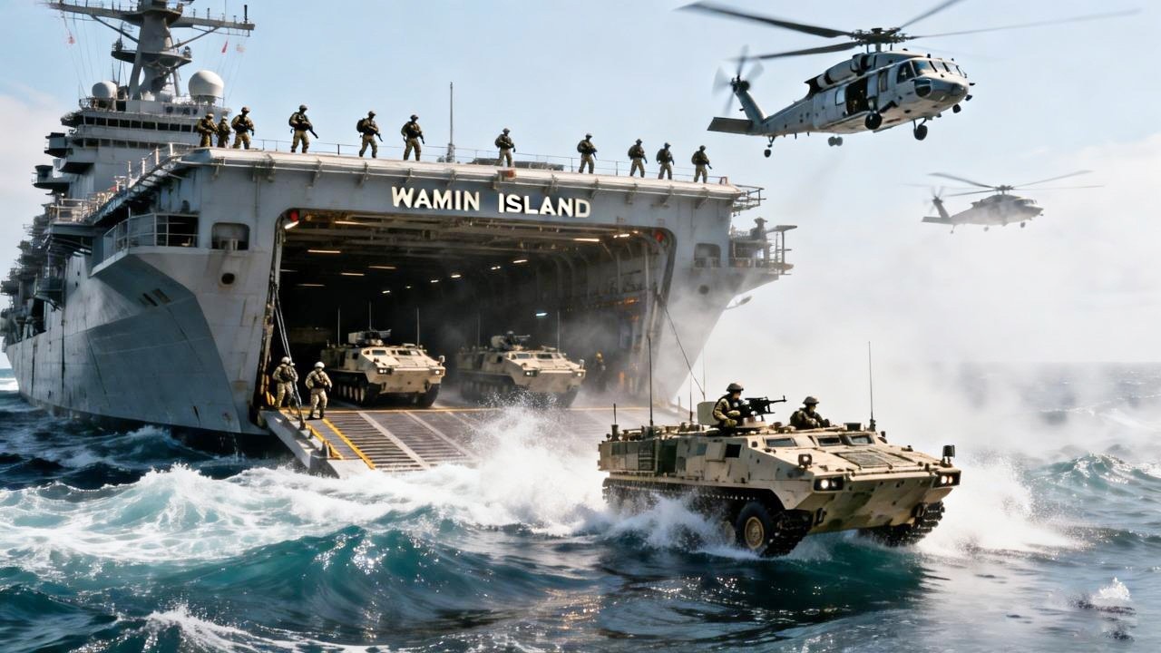 НАПРЯЖЕНИЕ НАРАСТАЕТ! USS Makin Island (LHD8) развертывает десантные боевые машины |