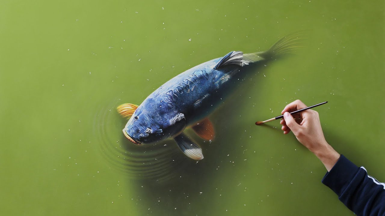 Fish in the pond | Oil Painting - 3D Art