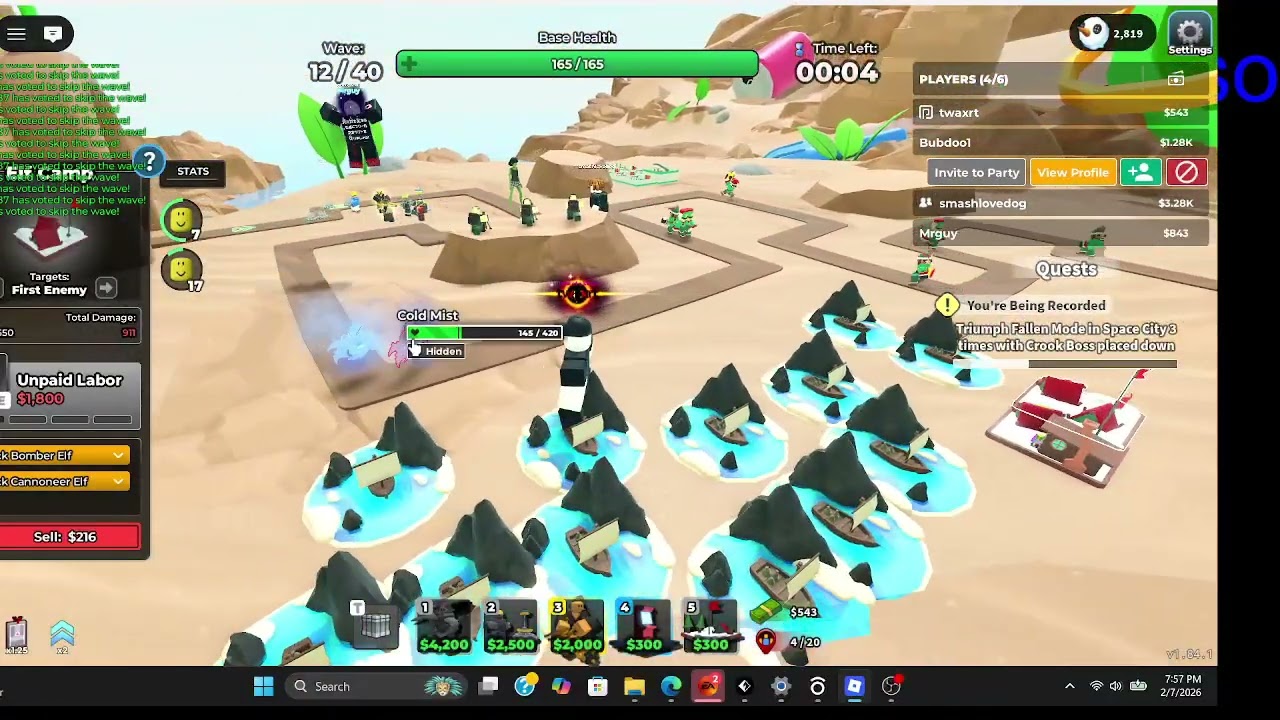 trying to be the new Frost Mode on Tower Defense Simulator on Roblox pt 1