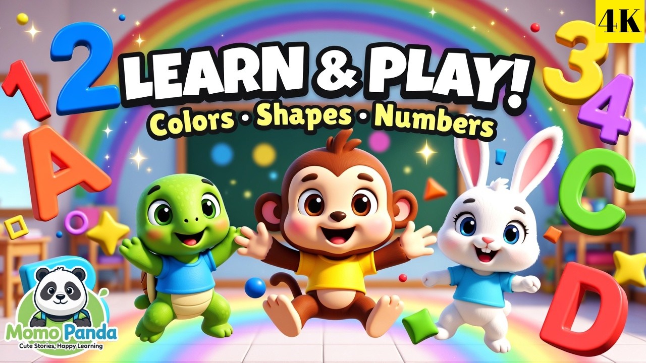 Wonder-Whiz Cartoon Crew 🐵🐢🐰 | Fun Learning Song for Kids | Colors, Shapes, Numbers & ABC