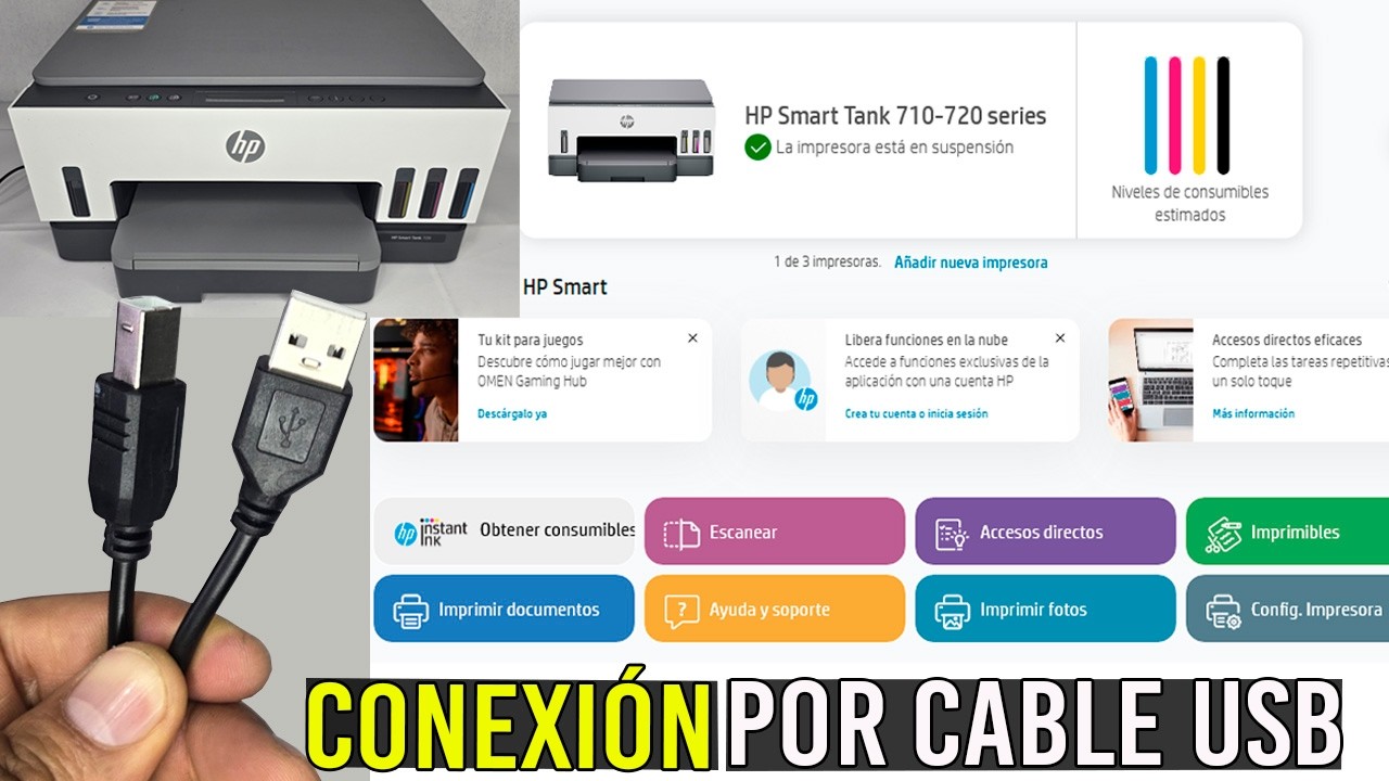 Cómo CONFIGUAR por Cable USB Impresora HP 720/790/580 desde PC o Laptop/Muy Fácil.