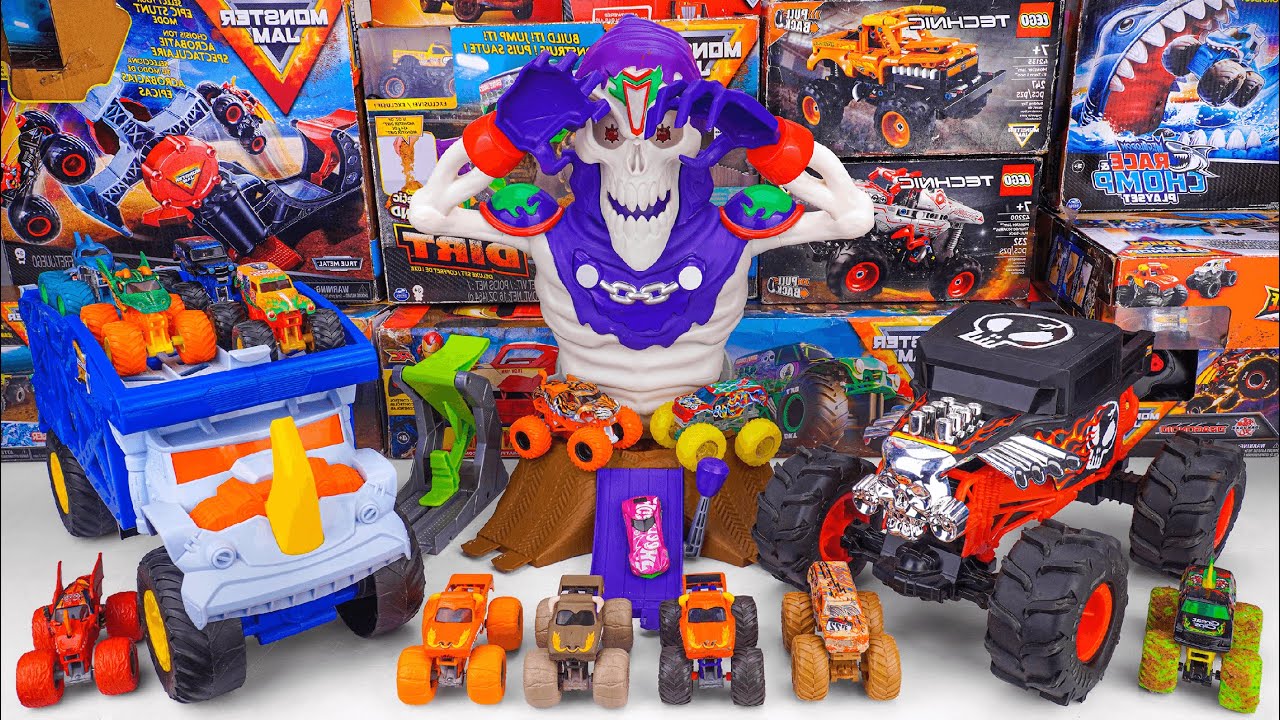 Monster Jam Collection Unboxing Review | Monster Jam Grim Take Down Playset
