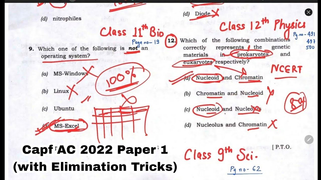 How to approach Capf AC 2022 Paper 1 via Elimination | Capf AC 2022 Paper 1 Question Sources Part 1