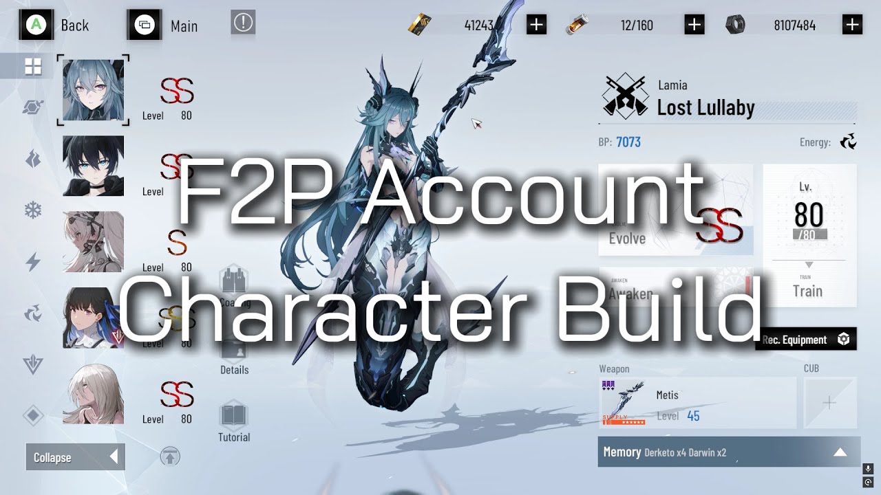 Punishing Gray Raven (Global) Lamia Character Build F2P Account #pgr