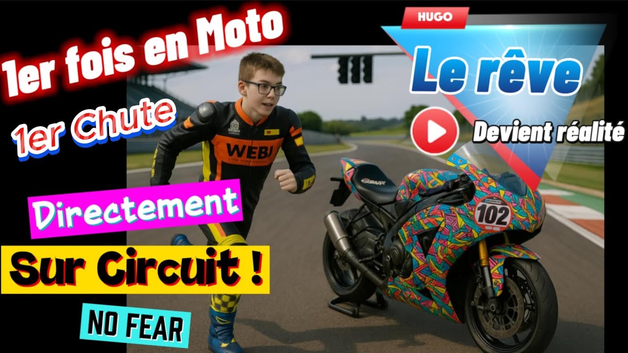 La moto sur piste a 14ans . 1er roulage 1er chute