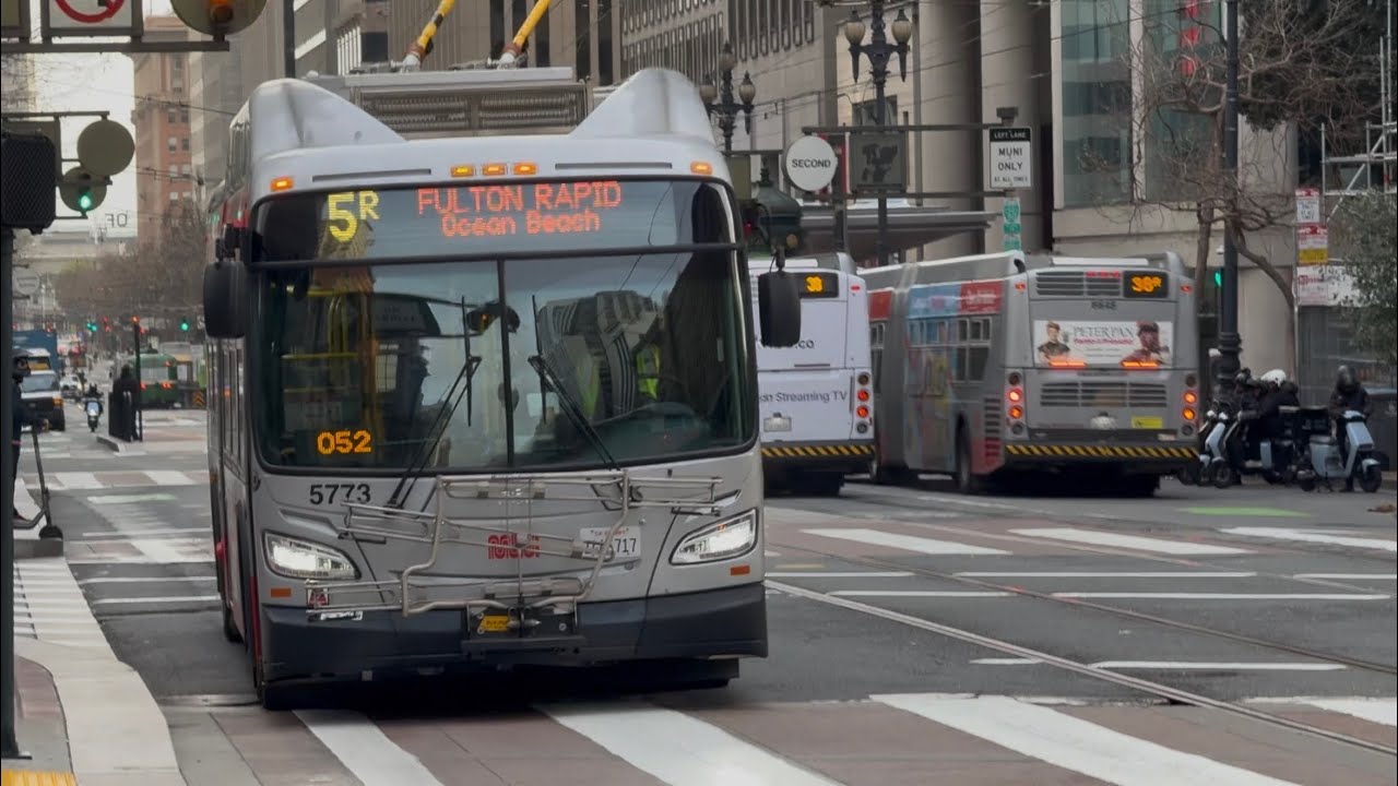 Westbound Route Announcement! SF Muni 2018 New Flyer XT40 5773 on 5R Fulton Rapid (2/2) [SD]